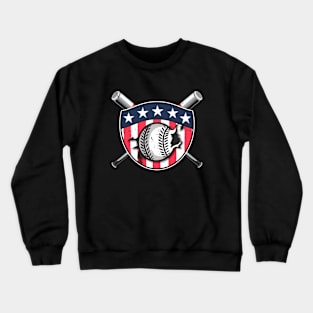 Baseball Player Badge American Flag Team Crewneck Sweatshirt